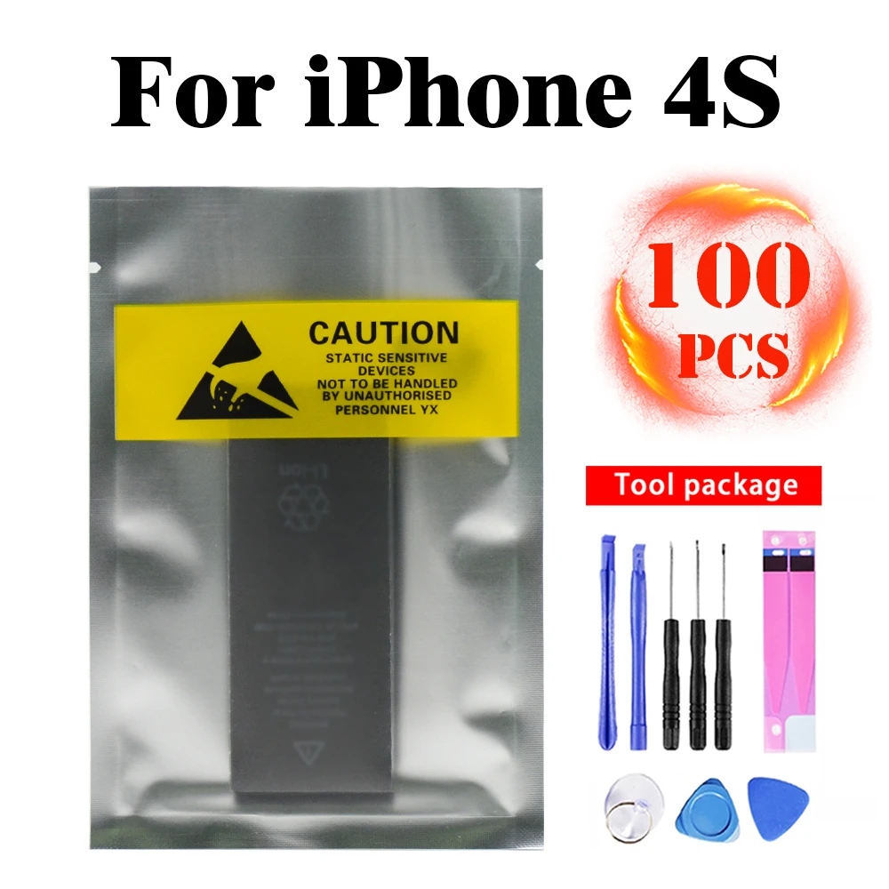 

100pcs Li-ion Replacement Battery For iPhone 4s 4S High Quality Real Capacity Phone Rechargeable Bateria Akku 3.8V 1430mAh