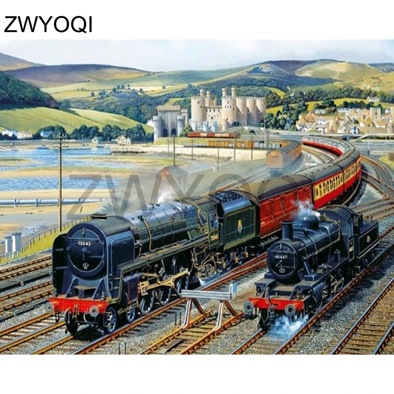 

5D DIY Diamond painting Cross stitch Train Full Round Diamond embroidery Train tracks Full Square Diamond mosaic Train tracks