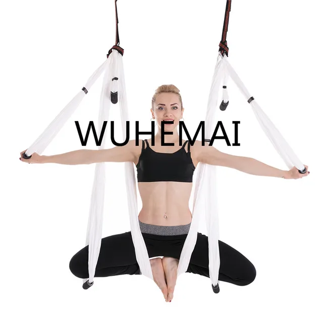 WUHEMAI Anti gravity Yoga Hammock Swing Parachute Fabric Inversion Therapy High Strength Decompression Hammock Yoga Gym