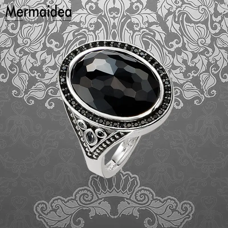 

Black Oval Faceted Wedding Bands Rings 925 Sterling Silver Female Fashion Jewelry Trendy Party Gift For Women Girls 2019 New