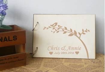 

Personalized Wedding Guest Book,Rustic Wedding Guestbook Album,Unique Wood Guest Books Wedding Signature Book for Decoration