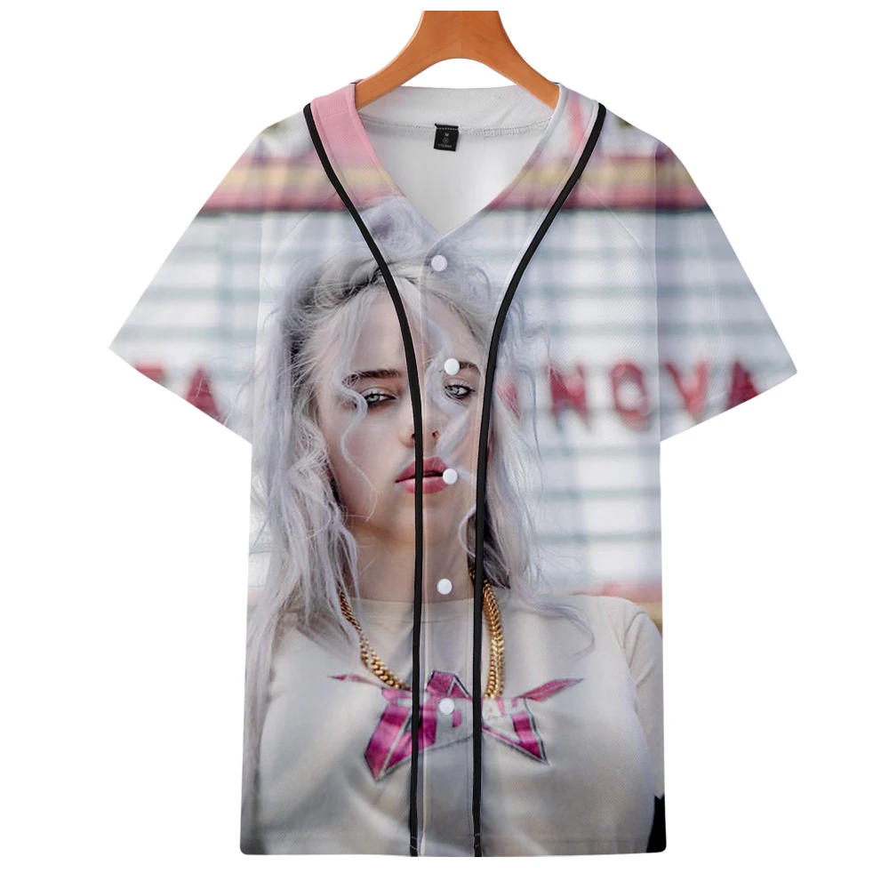 3D Billie Eilish Повседневная Бейсбольная Футболка для женщин и мужчин лето горячая Распродажа короткий рукав бейсбольная футболка s размера плюс 4XL