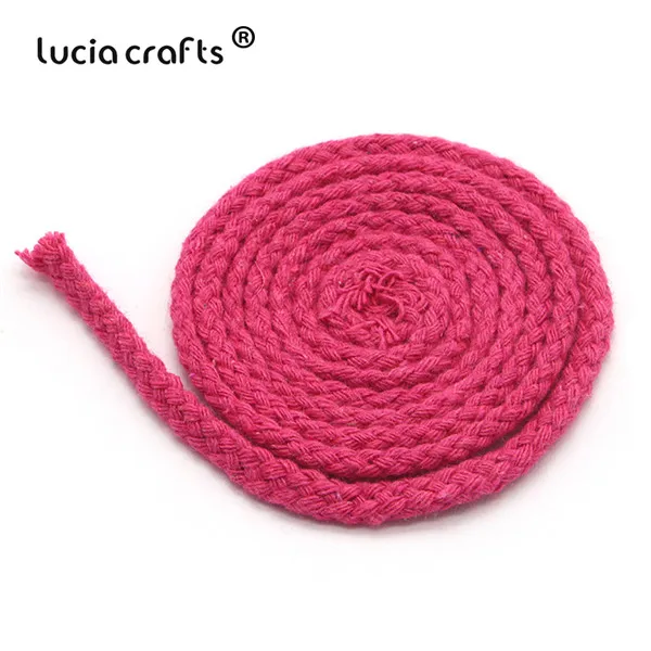 Lucia crafts, 5 м/22 м, разноцветные хлопковые шнуры, плетеная веревка, декоративный шнурок, шнурок, DIY, аксессуары для дома ручной работы W0210 - Цвет: C17 Rose red 5m