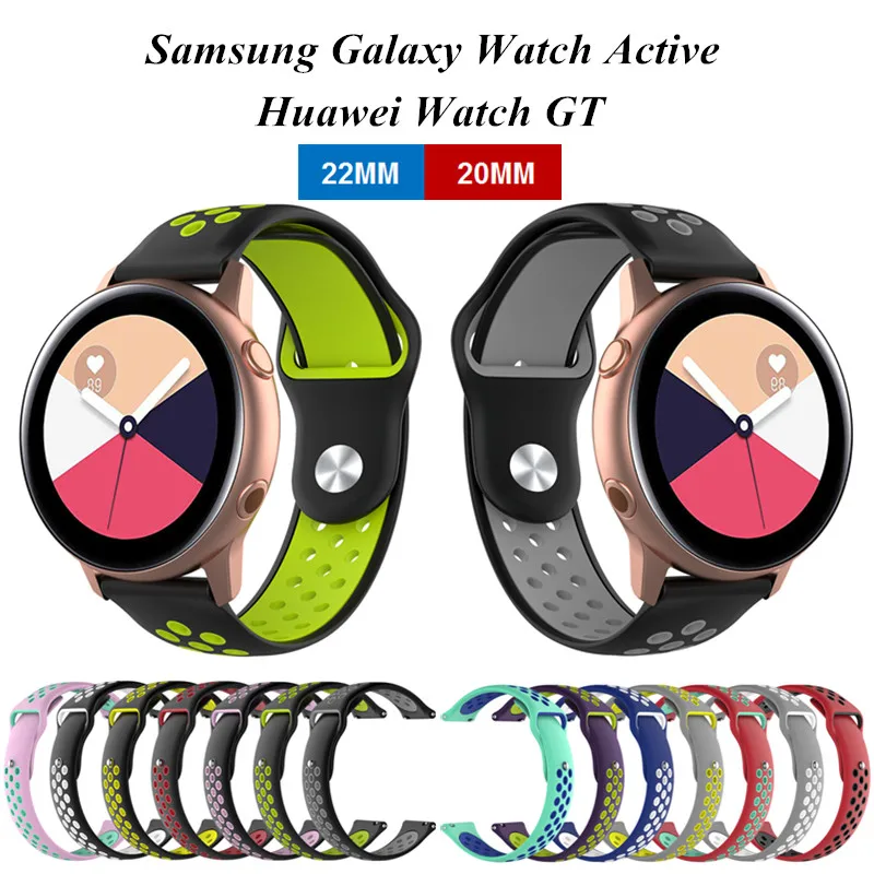 

For Huawei Watch GT 22MM Soft Silicone Watch Band Strap 20MM Rubber Replacement Wristband for Samsung Galaxy Watch Active Belt