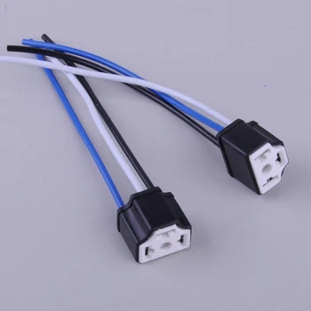 

beler 2Pcs H4 9003 Ceramic Wire Wiring Car Truck Headlight Bulb Harness Socket Plug Lamp Bulb Wire Harness Socket Adapter 12V