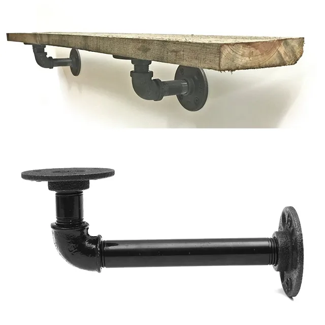 1 Pcs L Bracket Wall Floating Shelf Vintage Retro Black Iron 1 Pcs L Bracket Wall Floating Shelf Vintage Retro Black Iron Pipe Holder