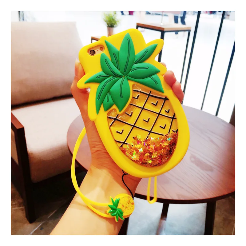 

HereCase HereCase Liquid Quicksand Star Phone Case For iPhone 7 7plus 3D Pineapple Cases For iPhone 6 6S Plus Soft Coque Back I8