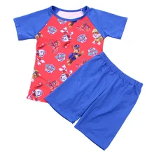 Модная летняя фирменная одежда для маленьких мальчиков, комплект для мальчиков, синяя Футболка с рукавами реглан, Красная футболка с рисунком, комплект из синих хлопковых шорт