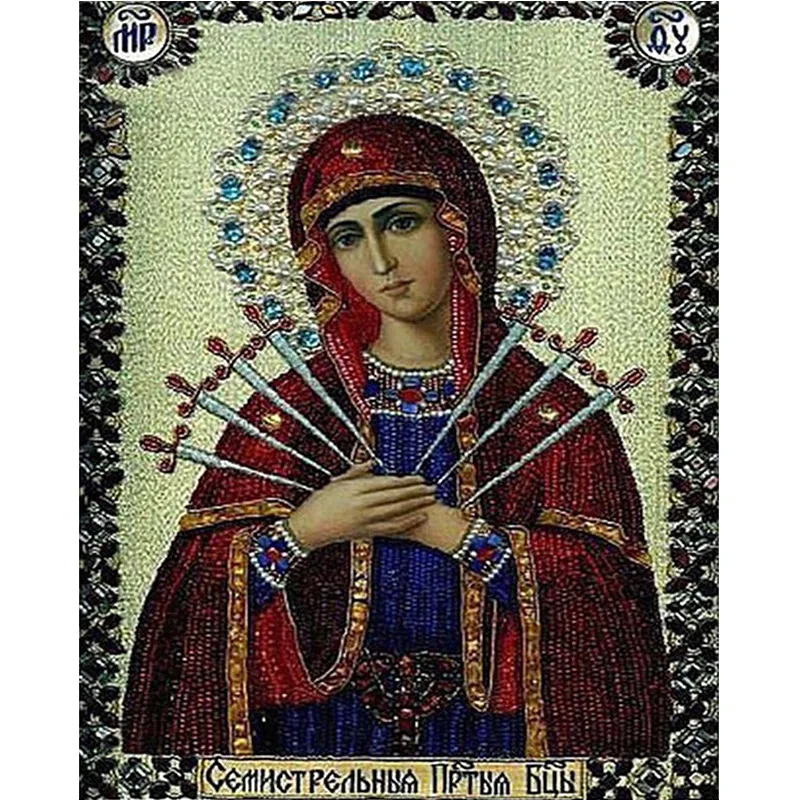 

DIY 5D Diamond Painting Religion Icons Crystal Round Diamond Embroidery Religious Portrait Cross Stitch Needlework gift