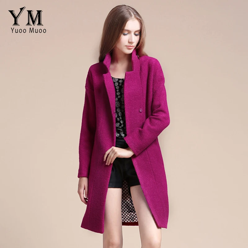 YuooMuoo 2016 New Women Coat Slim Blue Wool Coat High Quality Fashion Female Overcoat Brand Women's Coats and Jackets casaco