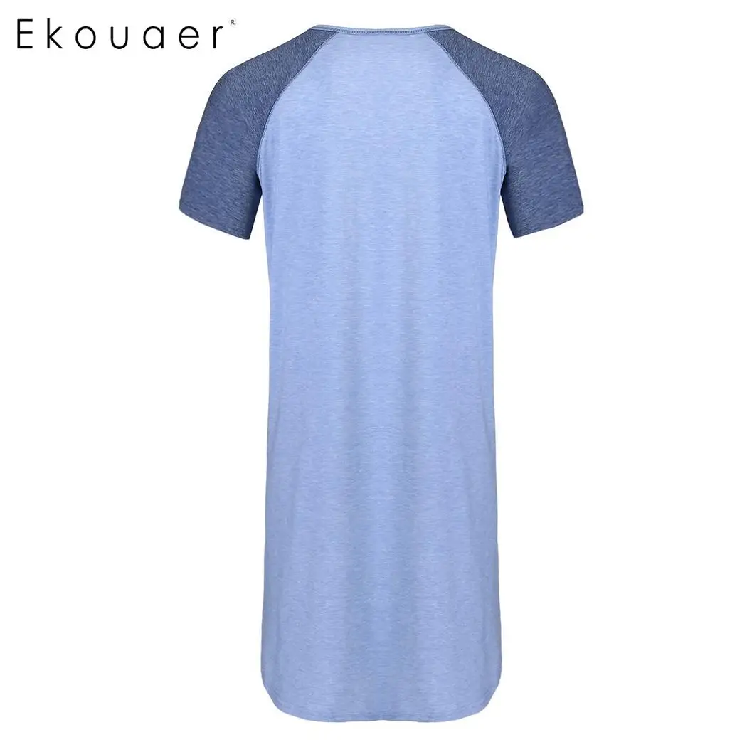 Ekouaer, мужская пижама, Повседневная Ночная рубашка, удобная, короткий рукав, легкая, высокая, ночная рубашка, свободная, ночная Пижама для сна