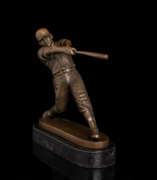 

Abstract Art Sculpture Bronze Copper Marble Base Baseball Player Statue Figurine