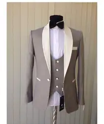 Новое поступление мужские ужин вечерние костюмы для выпускного смокинг для жениха свадебные костюмы с блейзером (куртка + брюки + жилет +