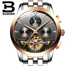 2016 Suisse de luxe hommes de montre BINGER marque Mécanique Montres Montres saphir acier inoxydable plein B1188-6
