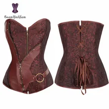 Застежка-молния для Хэллоуина Детский костюм для вечеринок Для женщин жаккард стимпанк костяной корсет, бюстье боди женское белье размера плюс 917