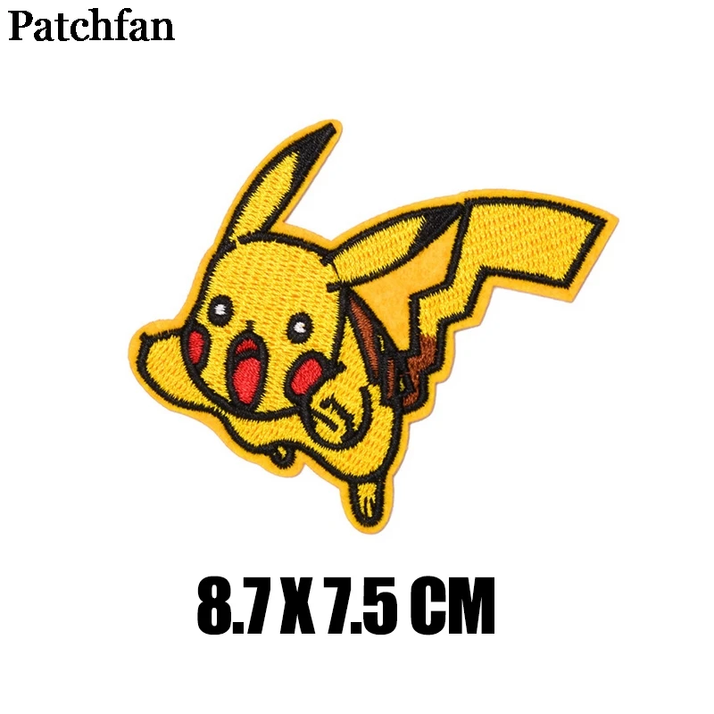 Patchfan Карманный Монстр Пикачу дети аппликационные заплатки Сделай Сам Железный на обуви рубашка одежда Джерси наклейки вышитый логотип A2226 - Цвет: 3