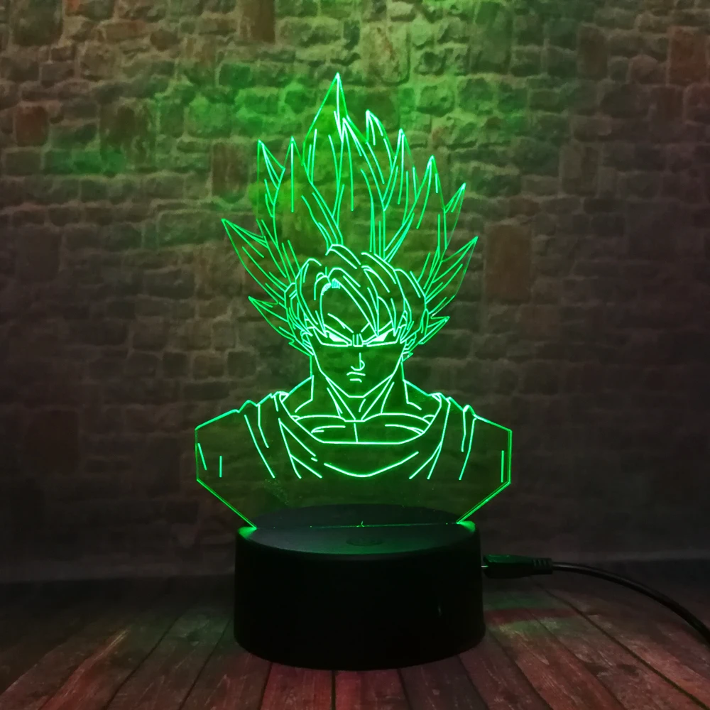  Dragon Ball Super Saiyan God Goku Action Figures 3D Illusion Table Lamp 7 Color Changing Night Ligh - 32826895069