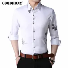 COODRONY повседневные рубашки с модным принтом, рубашка с длинным рукавом, Мужская одежда, осень, Новое поступление, приталенная рубашка, мужская рубашка 8745
