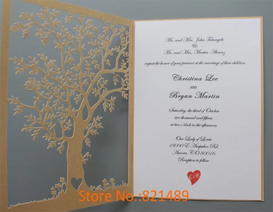 Red Heart Wedding Invitation Cards