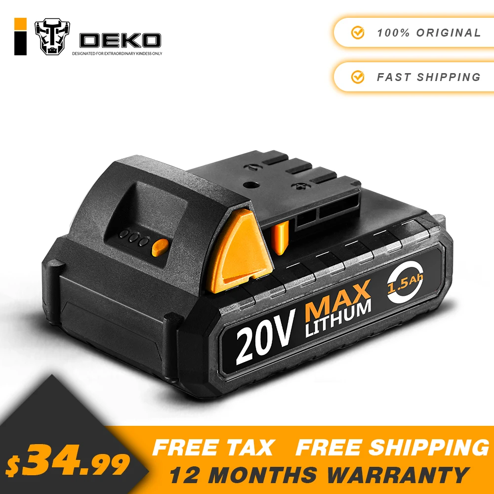 

DEKO 20V Lithium 1500mAh Cordless Drill Tool Battery Pack for GCD20DU2 BLUE