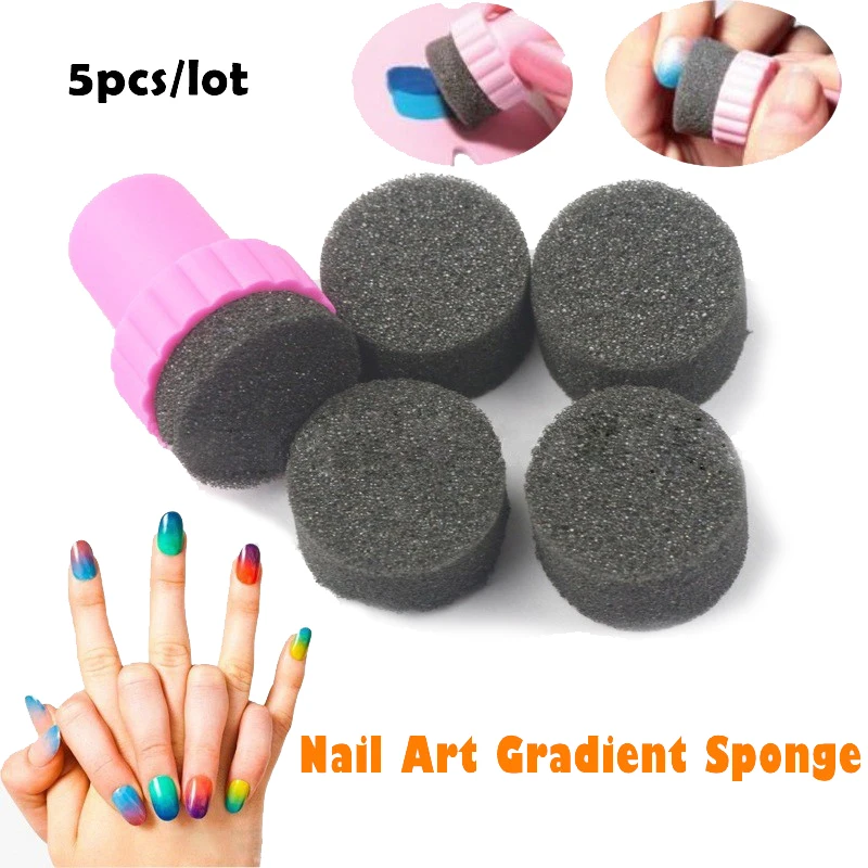 

5pcs/set Nail Art Sponge DIY Magic Stylish Design Nail Accessories Creative Gradient Color Change Nail Stamping Kit, Nail Tools