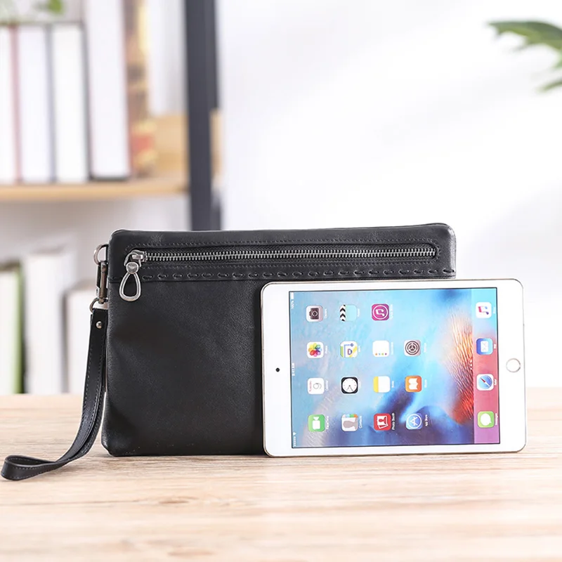 AETOO Men's leather soft leather hand-picked bag, business casual envelope bag, head leather men's hand bag