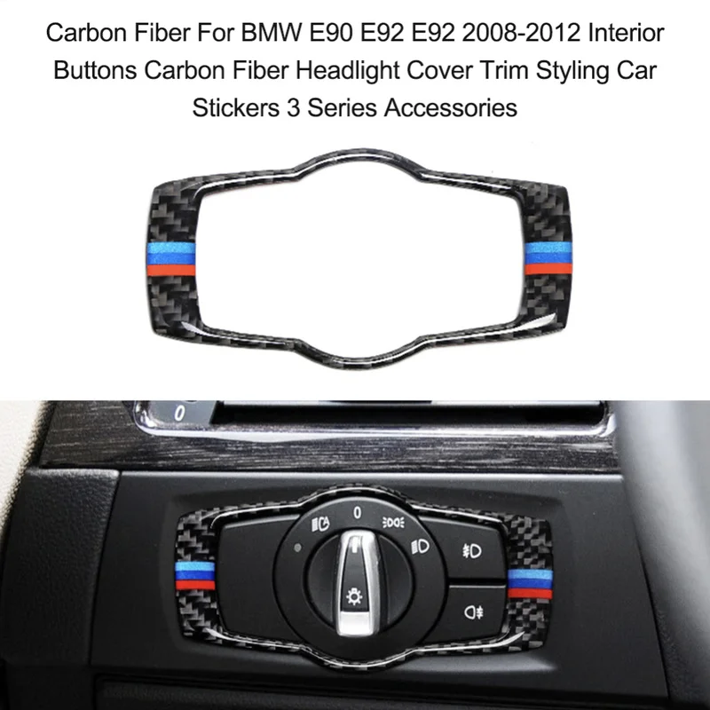 

Fit For BMW E90 E92 E93 2008-2012 Interior Carbon Fiber Headlight Switch Buttons Cover Trim Car Styling Stickers