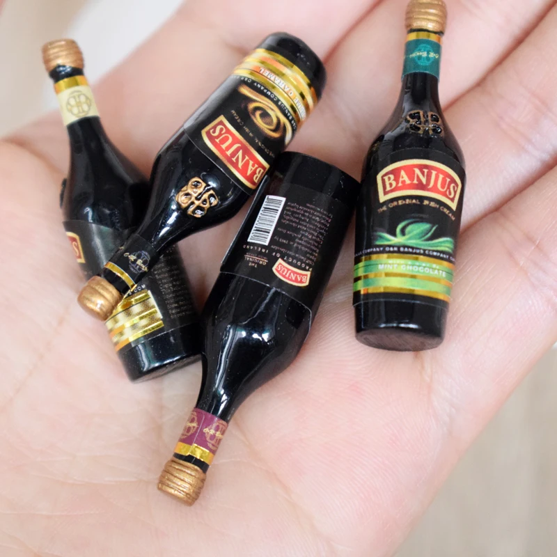 

1/6 Scale Dollhouse Miniature Drinks 4 Bottles of Bailey Simulation Wine Models Blyth Barbi Doll Play Food Toys