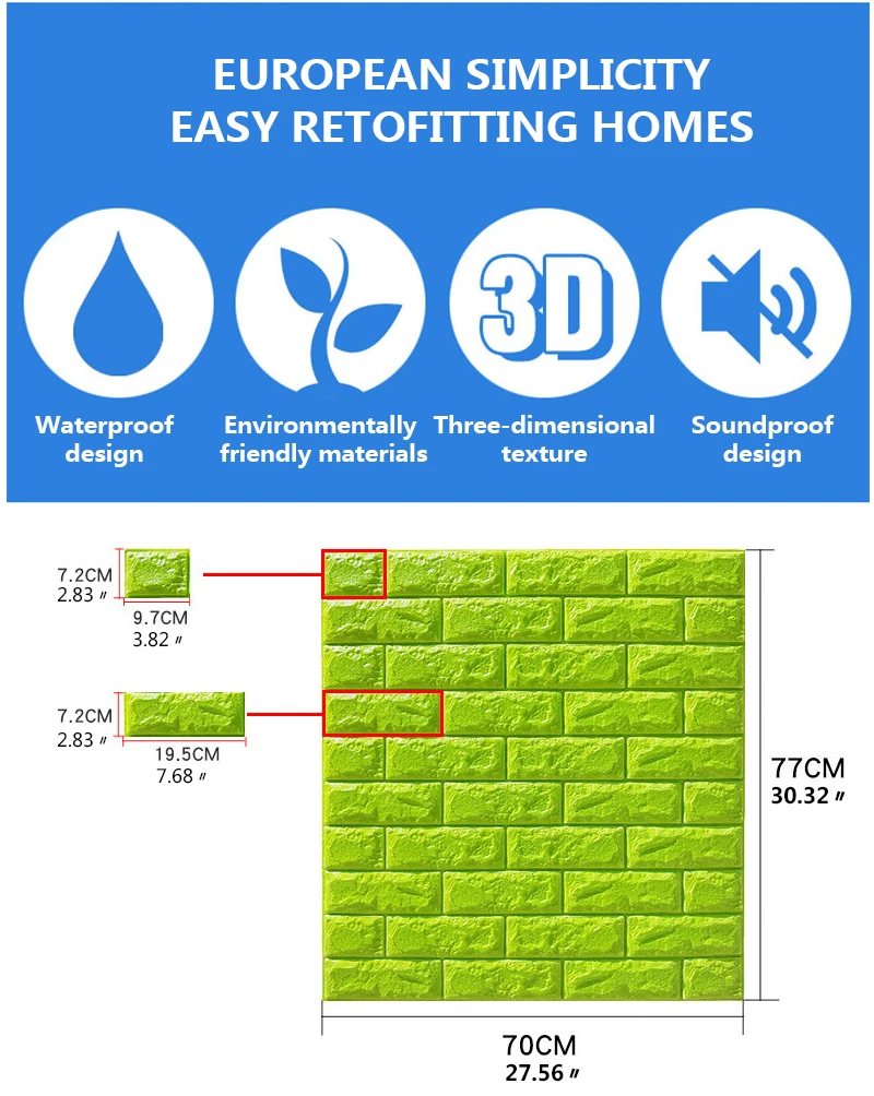 3D настенные наклейки имитация кирпича Декор для спальни водонепроницаемые самоклеящиеся обои для гостиной кухни ТВ декорации 70*77