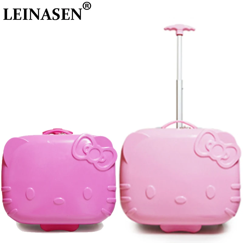 

HOT hello Kitty 17 inches ABS+PC girl cartoon Pull rod box trolley case 3D child Travel luggage anime suitcase kids Boarding box