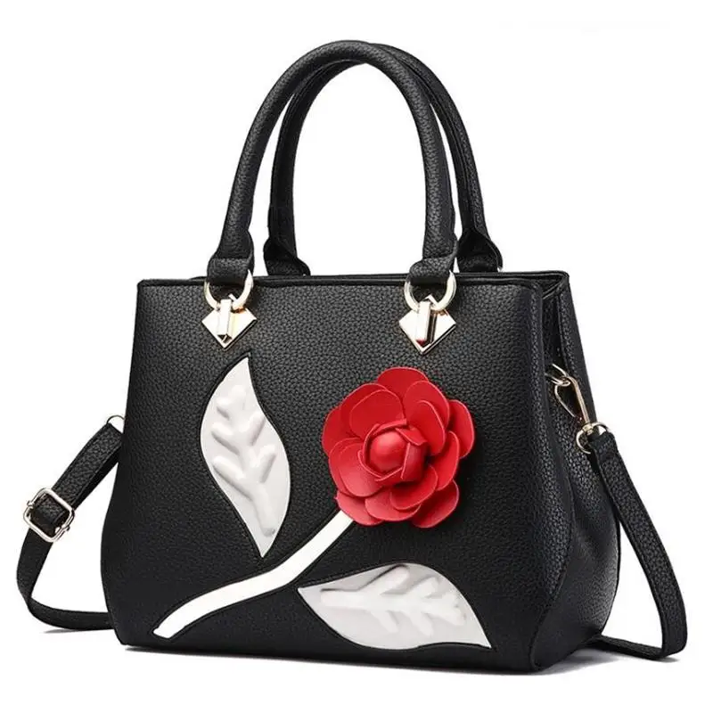

Female bag brand 2017 Brand Women Handbag Tote Bag P U Fashion Women Messenger bag Fashion rose embossing Ladies bags designer