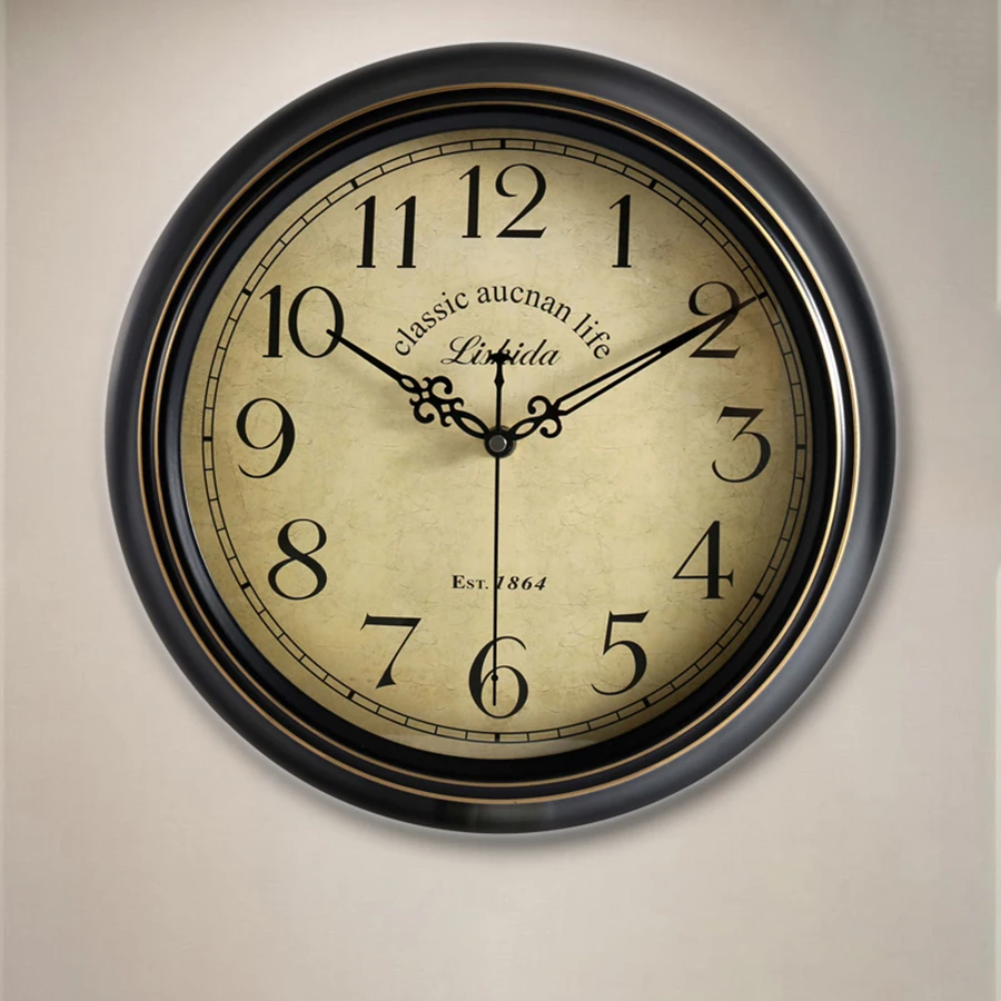 Американские кварцевые настенные часы винтажные металлические большие часы для гостиной для кухни потертые декоративные Ретро Современные настенные часы C5T041