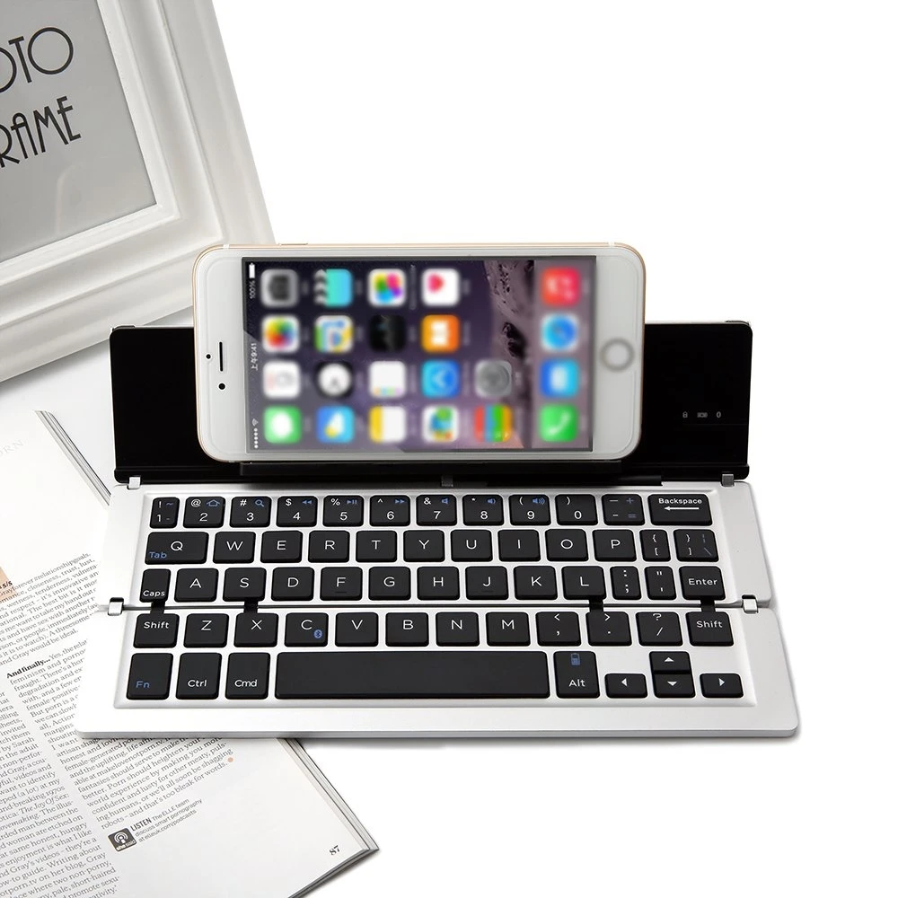 

Wireless Keyboard,ANIMUSS Premium Portable Ultra-Slim Aluminum Alloy Foldable Buletooth 3.0 Keyboard with Folding Kickstand