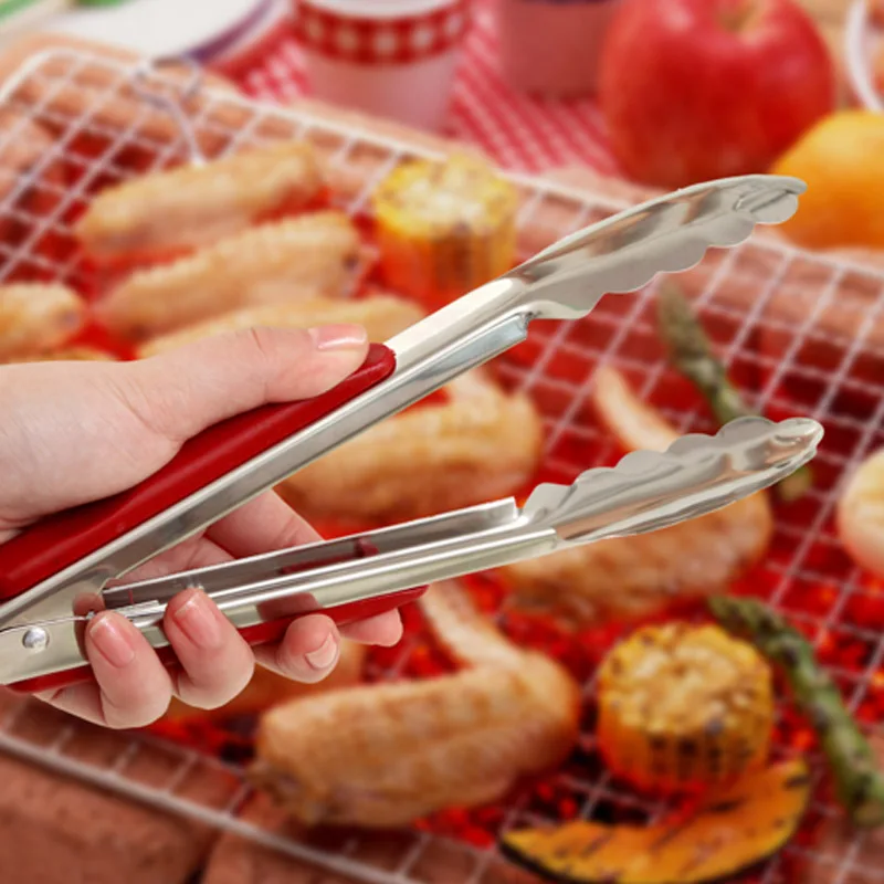 

OTHERHOUSE Stainless Steel BBQ Tong Food Clip Tongs Barbecue Fried Steak Pizza Pies Clip Fish Meat Bread Clamp Bbq Tools
