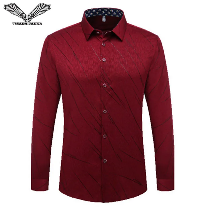 

VISADA JAUNA 2017 New Arrival Long Sleeve Men Shirts Casual Male Brand Clothing Printing Shirt Tommi Chemise Homme 5XL N1362