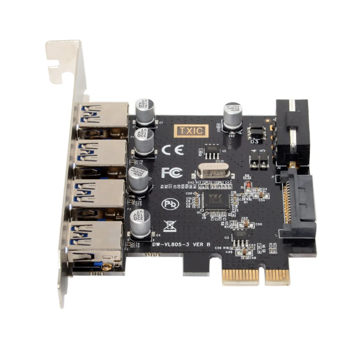 

CYDZ PCI-E to USB 3.0 HUB PCI Express Expansion Card Adapter 5Gbps 4 Ports for Motherboard