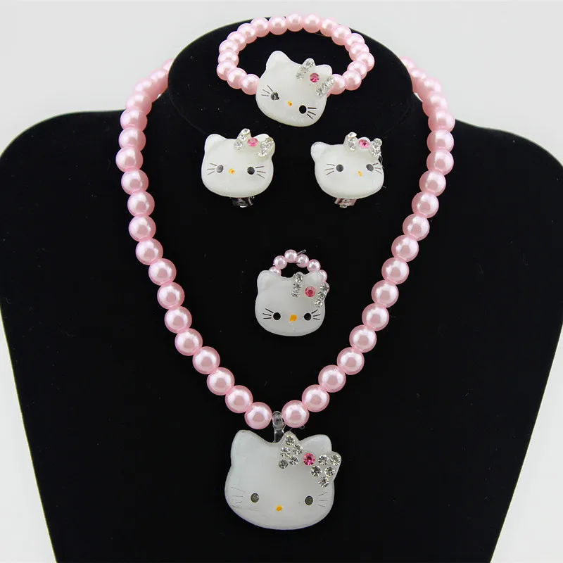 Детские ожерелья принцессы для девочек хрустальное колье KT Cat с искусственным