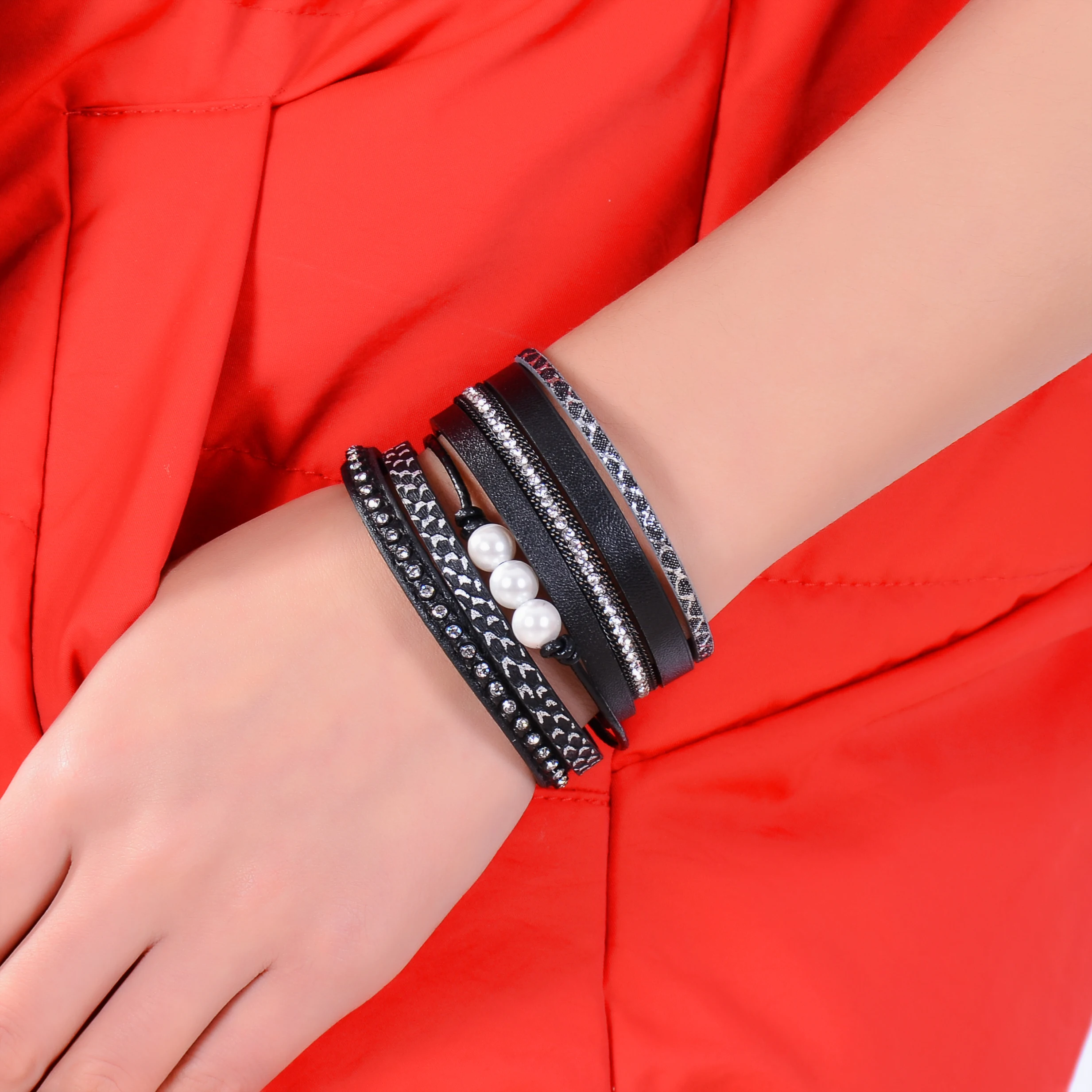 

HIYONG New Style leather bracelet jewelry making bracelet knitted leather bracelet men magnetic 1.13 oz