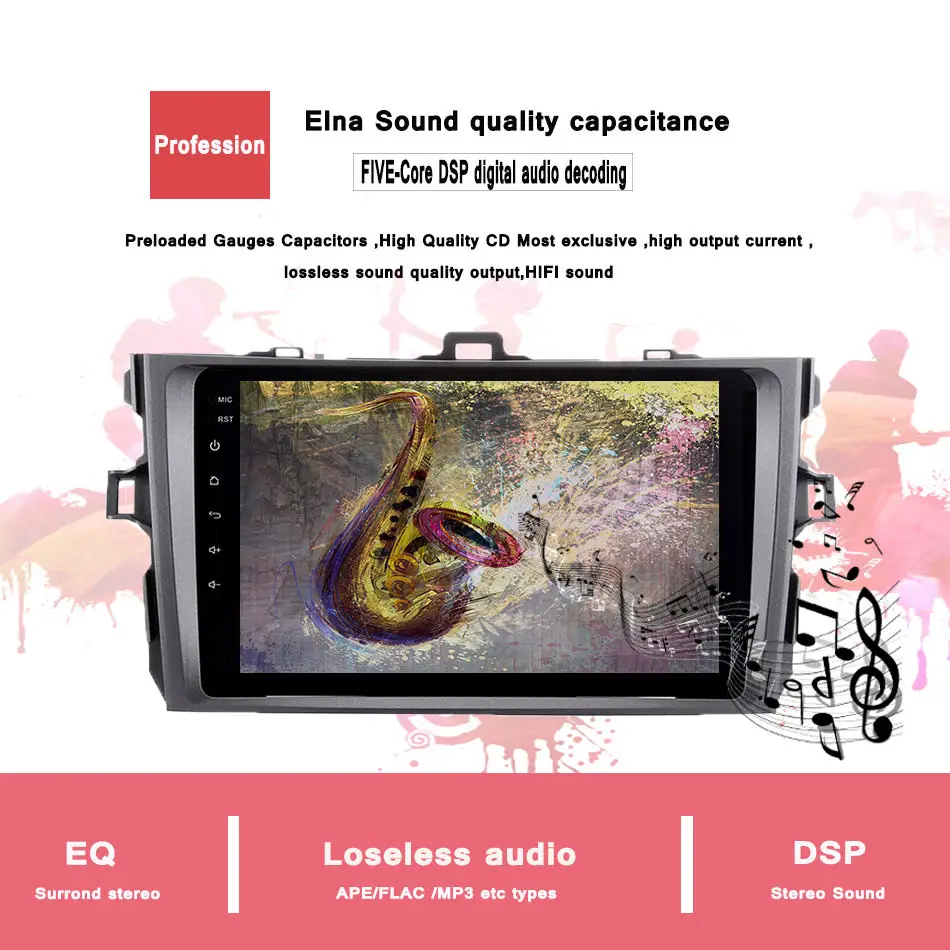 Sale 4G+64G 2 din android car dvd player for toyota corolla 2007 2008 2011 car radio gps with steering wheel navigation Android 9.0 3