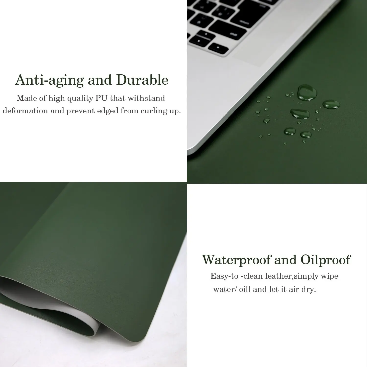 Multifunctional Office Desk Pad, 40*80cm Ultra Thin Waterproof PU Leather Mouse Pad, Dual Use Desk Writing Mat for Office/Home