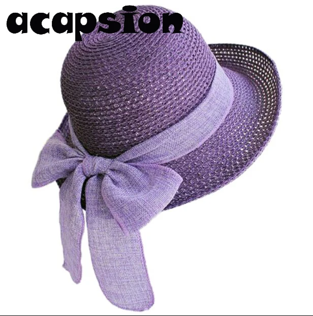 

Summer Hats For Women Along Bow Bucket Wide Brim Straw Hat Bowler Caps Beach Sun Visor Hats Chapeau Femme Sombrero Mujer A045