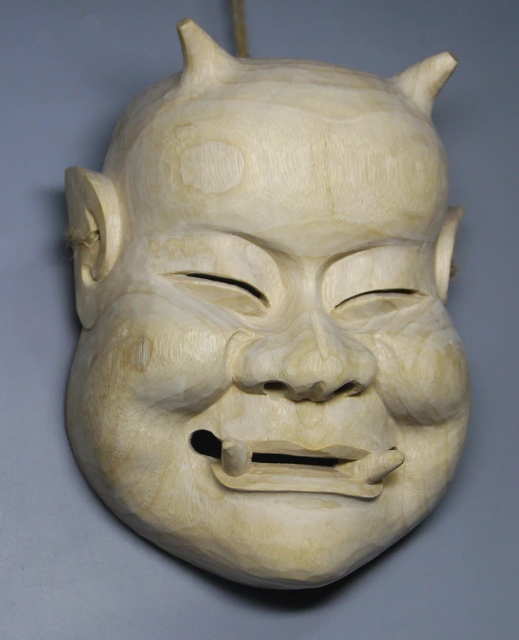 Японская Маска Noh призрак мать скульптура budha из массива дерева DIY Украшение для