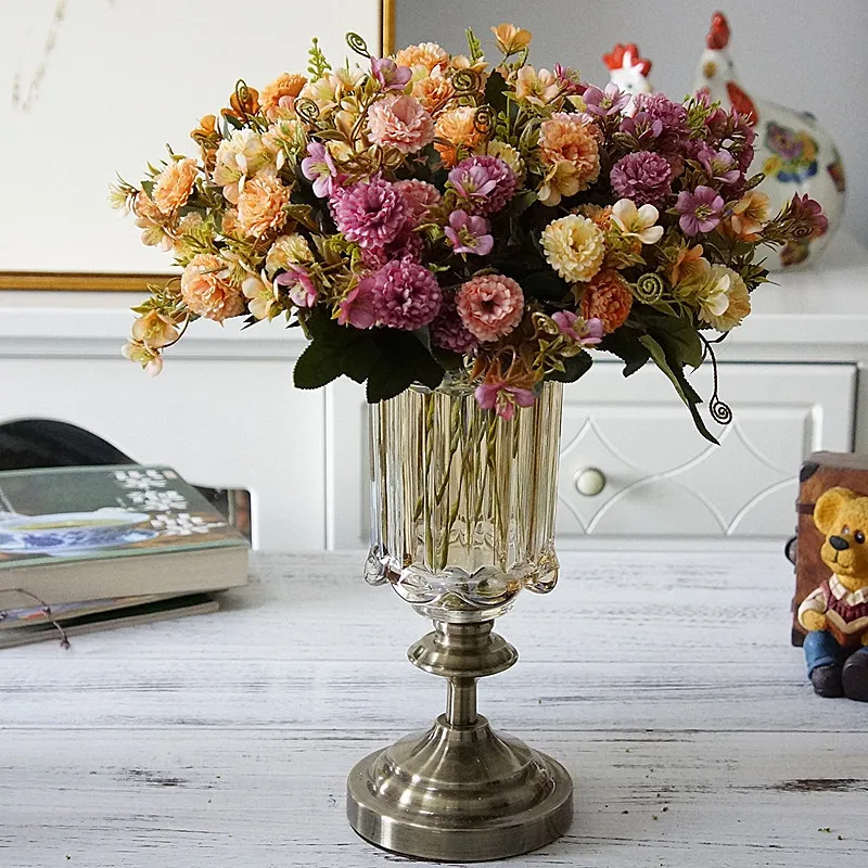Европейский маленький Гвоздика искусственный цветок букет свадебное домашнее мягкое украшение ручной работы цветок стена diy Материал подарок