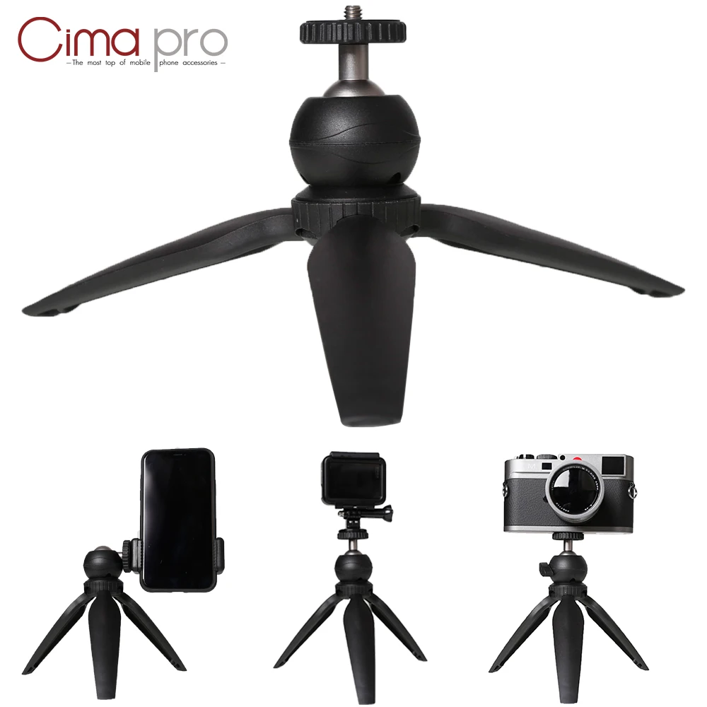 

CimaPro XS-20B Mini Tabletop Phone Tripod Smartphone Mount Clip Holder Stand W Detachable Ball Head For iphone Gopro Camera DSLR