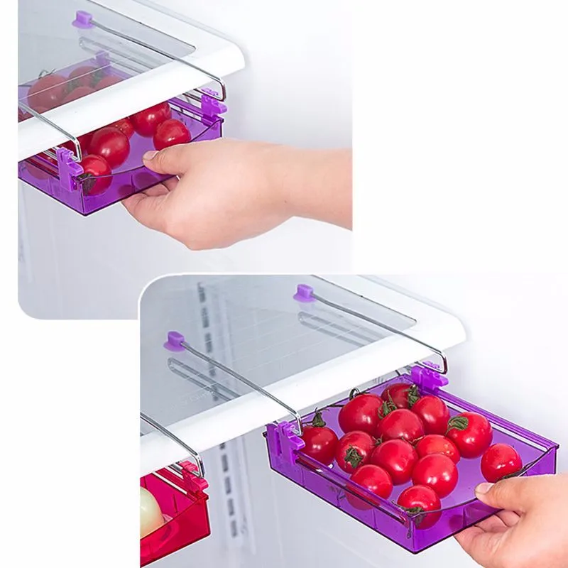 Eworld متعدد الاستخدام الإبداعي الثلاجة تخزين مربع الطازجة فاصل طبقة تخزين الرف المطبخ الانسحاب درج حامل نوع لوازم Eworld متعدد الاستخدام الإبداعي الثلاجة تخزين مربع الطازجة فاصل طبقة تخزين الرف المطبخ الانسحاب درج حامل نوع لوازم