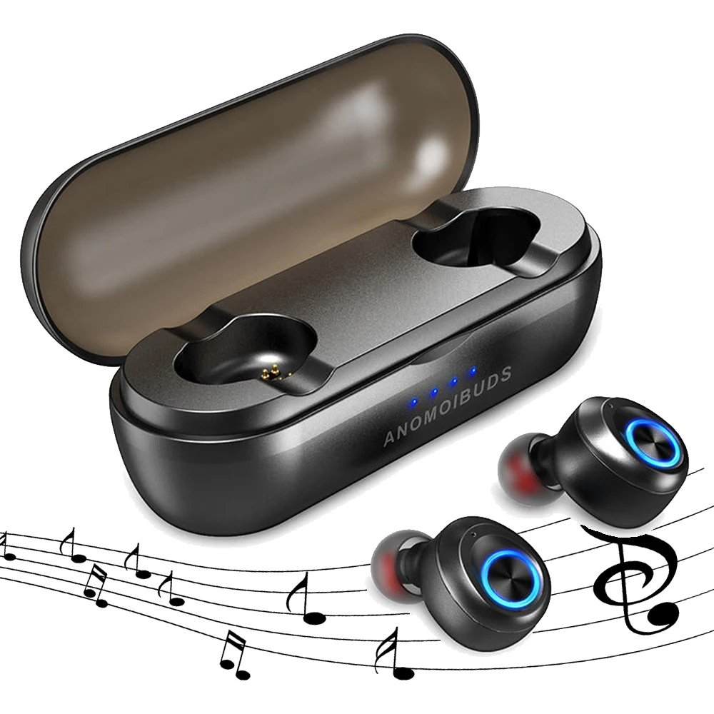 

Anomoibuds TWS Bluetooth Earphone BT5.0 Auto Pairing Deep Bass Hi-Fi Sound Music Call Earbuds with Magnetic Charging Capsule