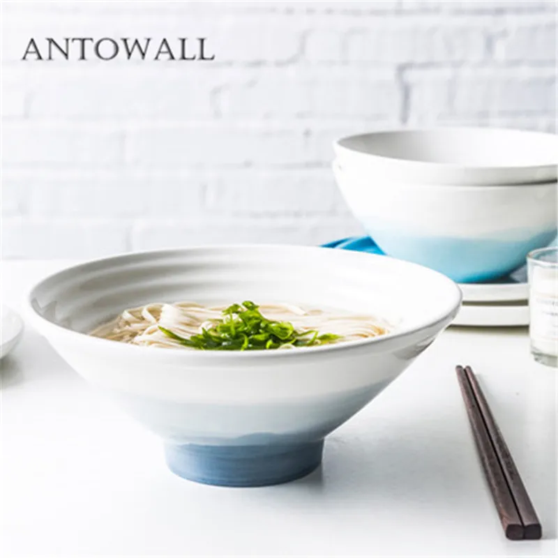 

ANTOWALL Household ramen large soup bowl ceramic tableware mountain river bowl instant noodle salad bowl shanhe