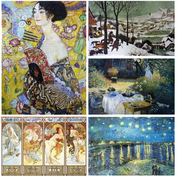 9 Types Hot Sale Free Shipping 2000 Pieces world famous Painting Adult paper Puzzle 2000 pieces