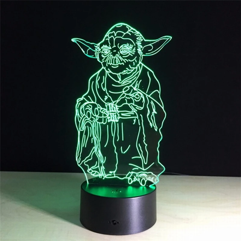 

Star Wars Yoda 3D LED Night Light Multicolor RGB Bedroom Decor Kids Christmas Gift Toys