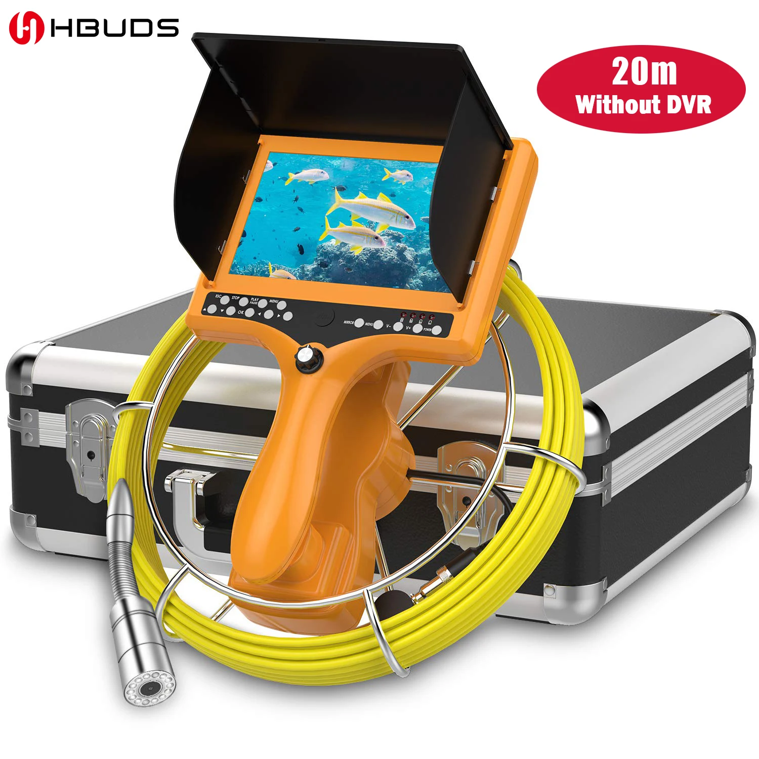 

HBUDS Handheld Industrial Pipeline 20m waterproof ip68 Endoscope 23mm 1000TVL Snake Video Camera 7" Sewer Drain Pipe Inspection